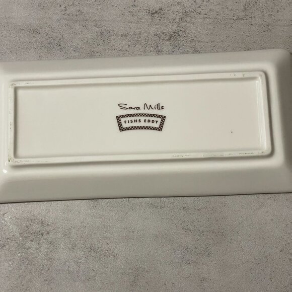 Fishs Eddy Sara Mills Puggle Beagle Pug 7" Rectangular Ceramic Tray Dog Lover - Picture 6 of 6